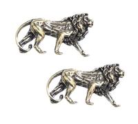 SEWOART 2Pcs Vintage Brass Lion Keychain Creative Retro Car Pendant Key Ring with Fine Detail Stylish Decorative Accessories for Women and Men
