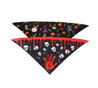SEWOART 2pcs Washable Halloween Dog Bandanas Scary Pumpkin Design for Pet Decor Comfortable Breathable Neckerchiefs for Dogs for Halloween Celebrations