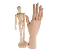 SEWOART 2pcs Wooden Artist Hand Model Mannequin with Multiple Poses and Adjustable Fingers for Painting and Sketching, Beige Flexible Hand Sculpture for Artists and Kids