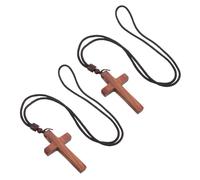 SEWOART 2Pcs Wooden Cross Pendant Necklace for Men Women Elegant Religious Jewelry with Smooth Texture Faith Symbol for Catholic Events Baptism Christmas Church Gatherings