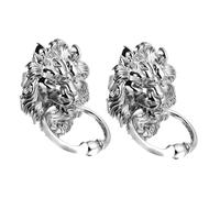 SEWOART 2Pcs Zinc Alloy Lion Head Door Knocker Silver Pull Handles Heavy Duty Front Door Cabinet Decorative Hardware