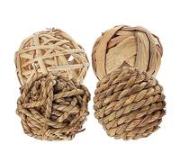 SEWOART 2sets Balls for Dogs Woven Rabbit Toys Chew Balls Enrichment Toys Natural Lightweight 4pcs*2