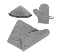SEWOART 3-piece Felt Sauna Set Comfortable Sauna Hat Water Absorption Gloves Thickened Mat Gray for Home Spa and Relaxation