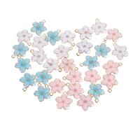 SEWOART 30pcs Flower Charms for Jewelry Making DIY Accessories Mini Petal Pendants Pink Blue White Multi Functional for Earrings Necklaces Bracelets Scrapbooking Craft Projects