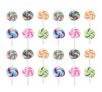 SEWOART 30Pcs Mini Polymer Clay Lollipop Pendant Charms for Jewelry Making, Candy Keychain and Bracelet Decorations, Rainbow Colored DIY Accessories Random Color Random Color