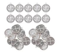 SEWOART 30Pcs St Benedict Pendant Silver Oxidized Cross Charms for Rosary Bracelets Necklaces Religious Jewelry Components Spiritual Protection Symbols for Men Women