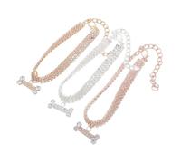 SEWOART 3pcs Adjustable Dog Collar Charms with Rhinestone Bone Pendant Lightweight Pet Necklace for Small Dogs and Puppies for Holiday Parties and Everyday Wear