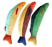 SEWOART 3Pcs Catnip Fish Toy Set Interactive Chew Toys for Cats Seafood Simulation Teasing Playthings Teeth Cleaning and Self-Amusing