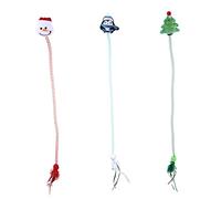 SEWOART 3PCS Christmas Cat Teaser Interactive Kitten with Catnip Bell Vibrant Colors Stretchable Tube for Indoor Cats Festive Holiday Fun