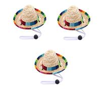 SEWOART 3pcs Funny Dog Sombrero Hat Straw Cap for Chihuahua Dog Birthday Party Decorations