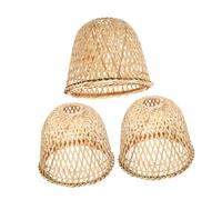 SEWOART 3pcs Handwoven Bamboo Lampshade Rustic Chandelier Cover for Small Spaces Gentle Illumination Artisan Craftsmanship for Tea Houses and Home Decor