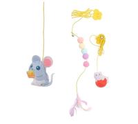 SEWOART 3pcs Interactive Teasing Toys for Cats Fun Hanging Teaser Stick and Mouse Engaging Pet Play Accessories for Indoor Kittens