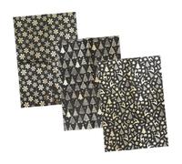 SEWOART 3pcs Metallic Black Santa Wrapping Paper Vintage Gold Foil Snowflake Christmas Tree Deer Patterns Luxury Finish for Xmas Birthdays Party Decorations