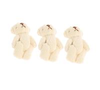 SEWOART 3pcs Mini Pearl Velvet Jointed Bear Ornaments for DIY Hat Scarf Clothing Decor Plush Bears for Crafting and Family Handmade Fun