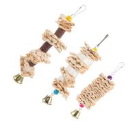 SEWOART 3pcs Natural Straw Woven Bird Chew for Parakeets Engaging Hanging Parrot Bird Cage Accessories for Chewing Biting and Entertainment Suitable for Indoor and Outdoor Use