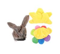 SEWOART 3PCS Pet Dress Up Costume Adorable Portable Puppy Hats for Dogs and Cats Includes Rabbit Rainbow Cap and Hat for Parties and Holidays