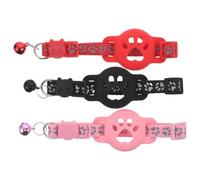 SEWOART 3PCS Reflective Kitten Safety Collar with Tracker Holder and Bell Soft Puppy Band for Scratch-resistant Pet Tracking Comfortable Neckwear for Cats and Dogs