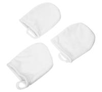SEWOART 3pcs White Reusable Makeup Removal Gloves with Polyester Cotton Material, Simple Design Face Cleansing Gloves for Gentle Facial Exfoliating and Daily Skincare
