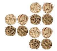 SEWOART 3sets Puppy Teething Toys Natural Woven Round Balls Dog Chew Balls Molar Toys Rabbit Boredom Breaker 4pcs*3