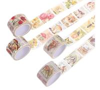 SEWOART 4 Rolls Retro Stamp Stickers Set, Vintage Botanical Mushroom and Insect Paper Stickers for DIY Scrapbook, Journal Decoration, Hand Account Craft Supplies, Forest Kingdom Insect