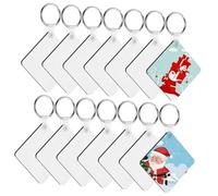SEWOART 40pcs Square Sublimation Keychain Blanks DIY Key Rings with Protective Film for Crafting Custom Key Charms and Ornaments Large Quantity for Gifts and Handicraft Projects