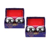 SEWOART 4pcs Baoding Balls for Hand Exercise and Finger Training Silver Metal Chinese Health Balls for Wrist Strengthening Deep Tissue Massage and Meditation with Box