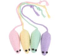 SEWOART 4pcs Cat Toys Little Mouse Cartoon Interactive Mouse Toys for Indoor Cats Kitten Teething