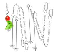 SEWOART 4Pcs Chicken Veggies Skewer Hanging Feeder with Chain for Hens Medium Large Birds Snack Holder Stress Relief Enrichment