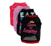 SEWOART 4Pcs Dog Summer Shirts for Small Dogs Lightweight Pet Apparel Breathable Puppy Clothes Summer Outfits Letter and Crown