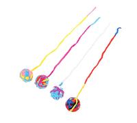 SEWOART 4Pcs Interactive Cat Toy Balls 40CM Tail Woolen Yarn Chasing Balls for Indoor Cats Random Style