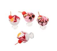 SEWOART 4pcs Miniature Ice Cream Props for Dollhouse Decoration Realistic Cherry Cream Cup Models Easy DIY Tiny Dessert Accessories for Creative