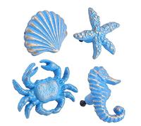 SEWOART 4Pcs Ocean Style Cast Iron Knobs Single Hole Pull Knob Cabinet Door Handle Creative Delicate Appearance Practical Home Decoration for Bedroom Drawer 2.91X2.59X0.79Inch