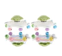 SEWOART 4pcs Plastic Parrot Chewing for Bird Cages Rotating Spinner Wheels with Bells Interactive Budgie Cage Accessories for Intelligence Training and Boredom Prevention