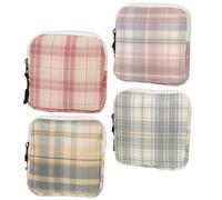 SEWOART 4pcs Sanitary Napkin Pouch Large Capacity Cotton Multi-Purpose Storage Bag with Zipper Design for Lipstick, Makeup and Period Pads, Portable and Cute Coin Pouch for Everyday Use