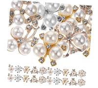 SEWOART 50Pcs Women Hair Clips Floral Rhinestone Pearl Decorative Hairpins for Wedding Hair Accessories DIY Craft Alloy