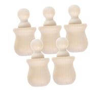 SEWOART 5pcs DIY Wooden Peg Doll for Unpainted Wooden Craft Kit with Small Container Stimulates Creativity and Imagination Safe Materials for Family