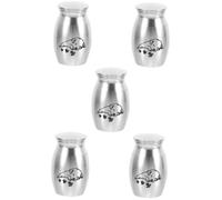 SEWOART 5pcs Metal Pet Urn for Dog Cat Ashes Pet Cremation Urn Lid Small for Ashes Keepsake