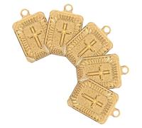 SEWOART 5pcs Stainless Steel Rectangular Cross Charms with Crucifix Design Fade-resistant Vacuum Electroplated Religious Pendants for DIY Hip Hop Jewelry Making Accessories for Bracelets