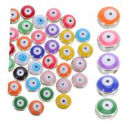 SEWOART 60pcs Evil Eye Beads Resin Charms for DIY Jewelry Making Flat Round Spacers for Bracelets Necklaces and Keychains Symbol of Protection and Luck