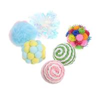 SEWOART 6pcs Colorful Cat Plush Balls Interactive Pet for Cats Fun and Engaging Playtime Ideal for Kittens and Adult Cats for Indoor Entertainment