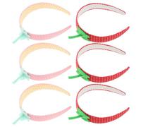 SEWOART 6pcs Kawaii Strawberry Hairband for Women, 3d Simulation Fruit Design, Comfortable Cloth Material, Non-slip and Secure Fit, for Summer Parties and Cosplay