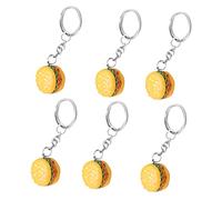 SEWOART 6pcs Mini Hamburger Resin Keychain Creative Food Keyrings for Handbags and Keys Cute Decorative Pendant for Unique