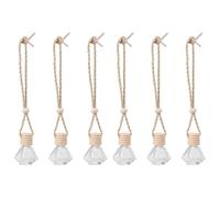 SEWOART 6pcs Ml Refillable Car Perfume Pendant Hanging Diffuser Bottle Made of Glass and Wood Collectible Air Freshener with Creative Design for Car and Office Use Gift