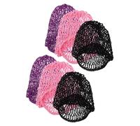 SEWOART 6pcs Multicolor Soft Rayon Mesh Hair Nets for Sleeping Handmade Elastic Crochet Snoods for Women Breathable Lightweight Hair Wrap Caps for Sports Makeup Travel and Daily Use