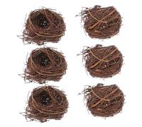 SEWOART 6pcs Natural Rattan Bird Nests Decorations Artificial Bird Nest Ornaments for Succulent Planters DIY Landscape Decor Indoor Outdoor