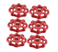 SEWOART 6pcs Red Metal Shutoff Hand Wheels with Flat Bottom Design for Water Pipe Valve Replacement, Iron Material Gate Hand Wheels with Low Fluid Resistance for Outdoor Water Shut