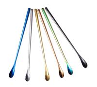 SEWOART 6PCS Stainless Steel Reptile Feeding Spoons with Long Handles for Lizards and Geckos Pet Food Scoop in Rose Gold Iridescent Black Blue Colors Easy to Clean