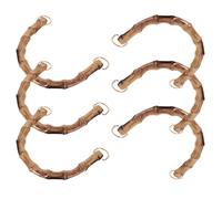 SEWOART 6pcs U Shape Resin Purse Handles with Metal Buckles for Bag Making | Retro Faux Bamboo Grain, Tool Free Clasp Fitting, for Woven Handbags, Rattan Repairs and Handmade Projects