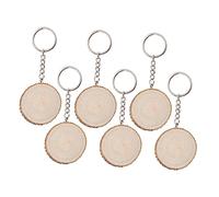 SEWOART 6pcs Wooden Keychain for Graffiti Natural Pendant Chain Blank Key for Boys and Girls and Crafts for Personalization and Ideas