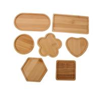 SEWOART 7pcs DIY Mosaic Craft Trays Bamboo Coasters with Mixed Shapes Blank Base for Artistic Projects Plant Pot Mats Cup Protection and Creative Learning